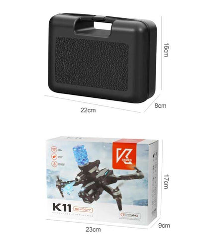 Dron K11 Max Shoot Triple Cámara Dispara Bolitas Hidrogel Negro